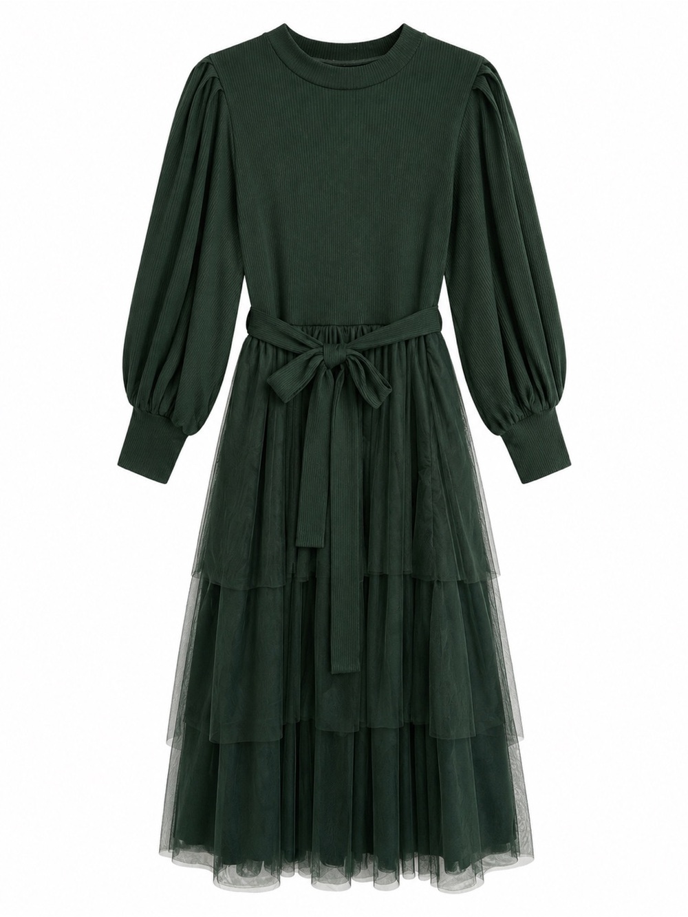 Ivy City Co Women’s Green Cosette Tiered Tulle Maxi Dress - XL